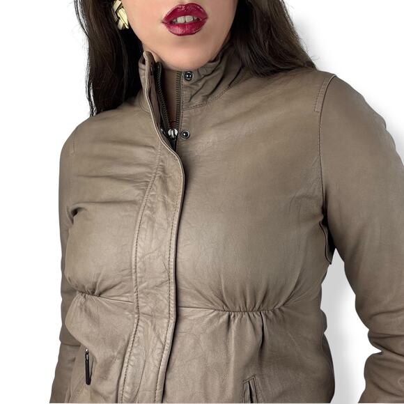 VINCE tan lamb leather jacket - Picture 2 of 16